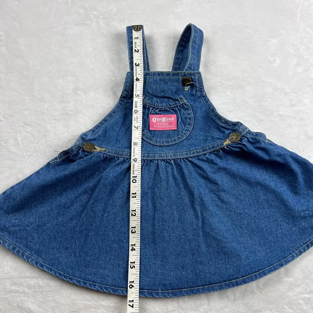 Oshkosh B’gosh Vintage Vestbak Girls Overalls Denim Jean Dress size 12 months